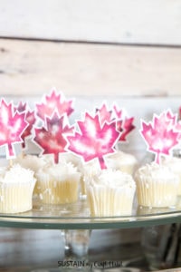 Free printable cupcake toppers including watercolor leaves, sparkling stars and cacti!