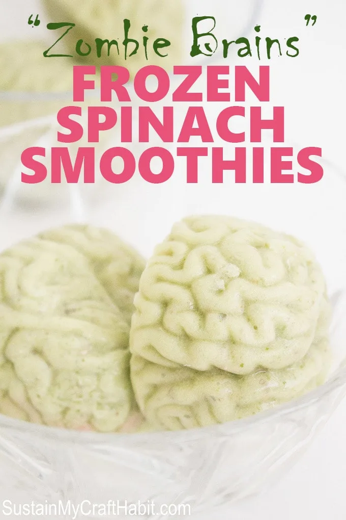 A healthy Halloween desert idea! Frozen zombie brains (aka spinach smoothie recipe)