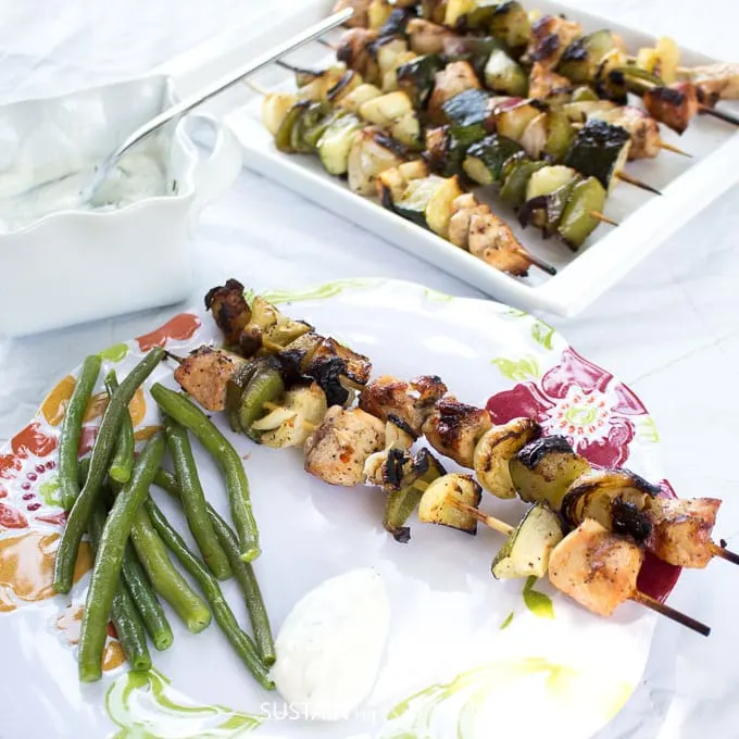 Easy grilled chicken shish kabobs with vegetables