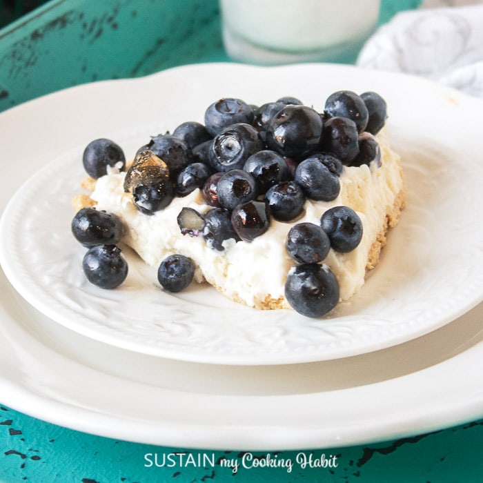 single slice of blueberry cream pie