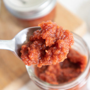 a spoonful of homemade quince jam
