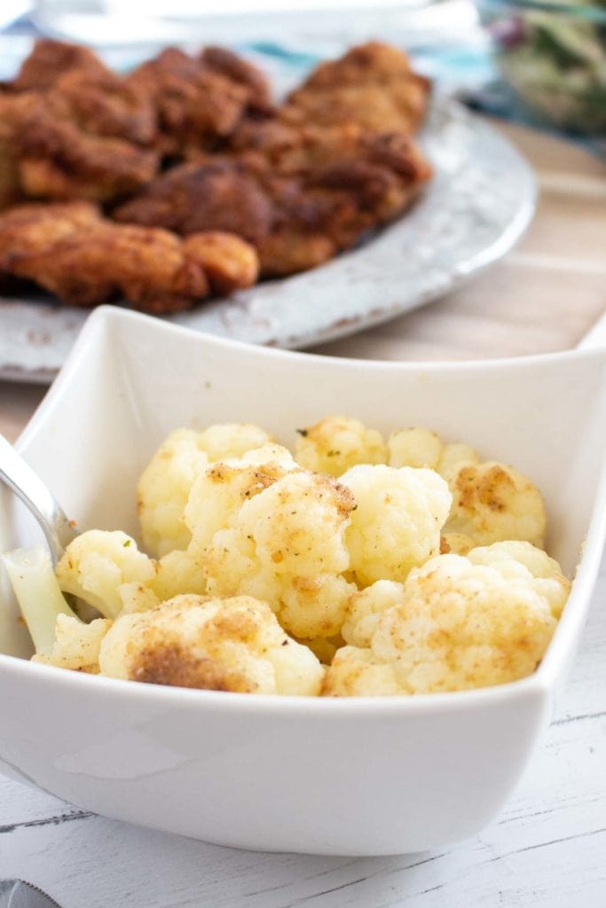 Delicious steamed cauliflower with a bread crumb topping.