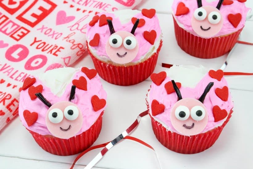 Valentine treats for kids ladybug cupcakes.