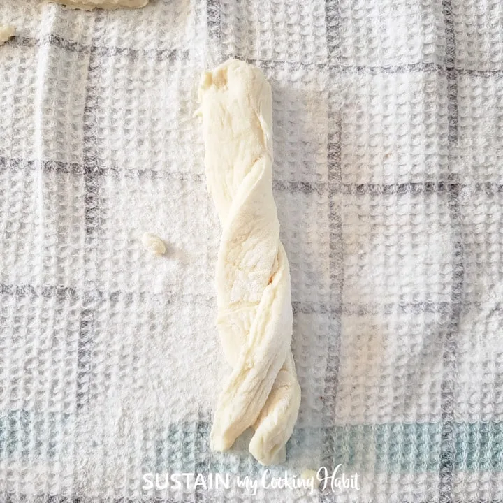 Twisting the dough.