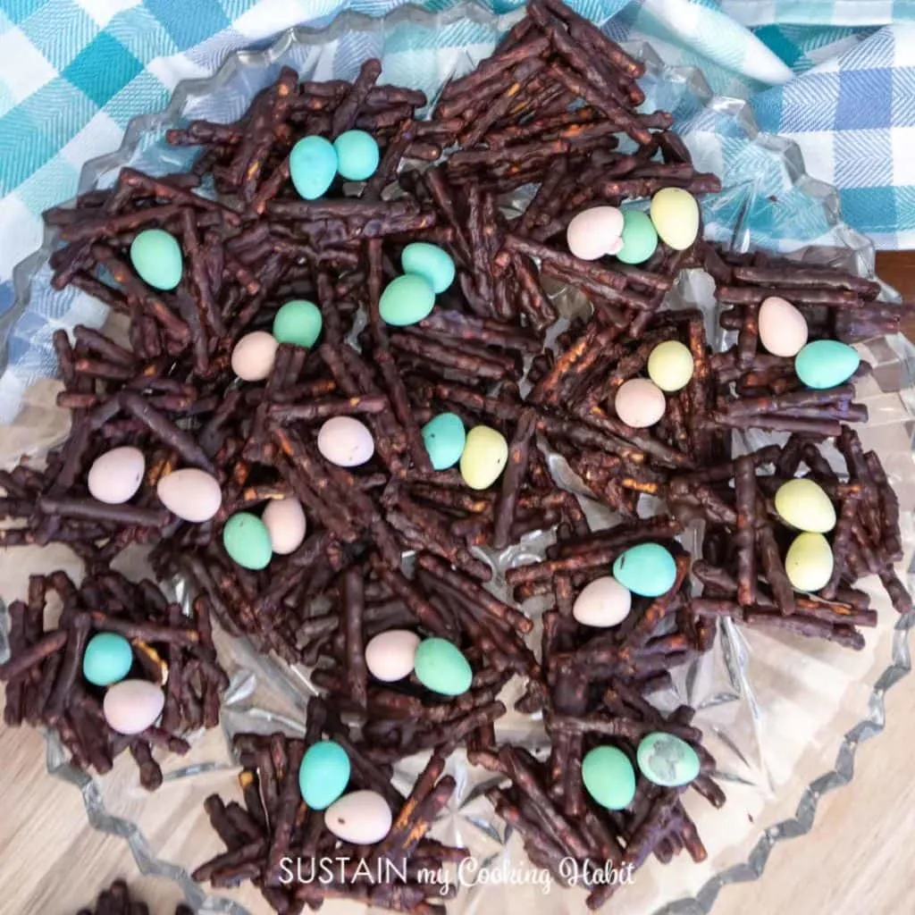 platter full of Easter nest cookies