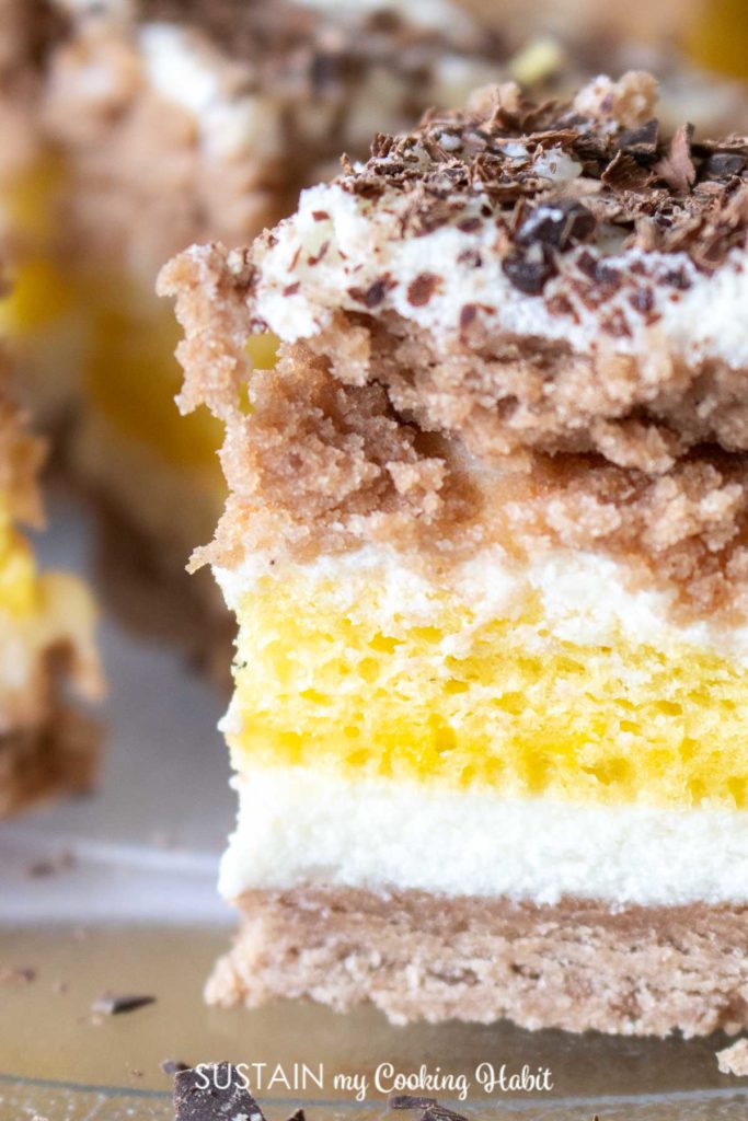close up picture of a layered cake 