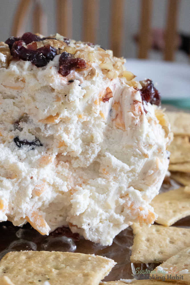 Inside of cheese ball. 