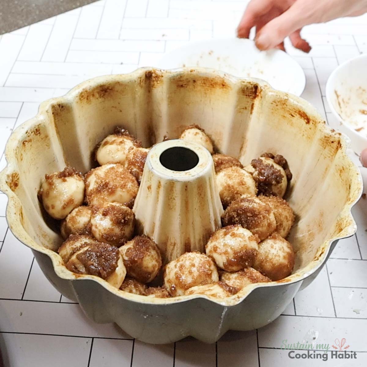 cinnamon rolls in a bundt pan. 