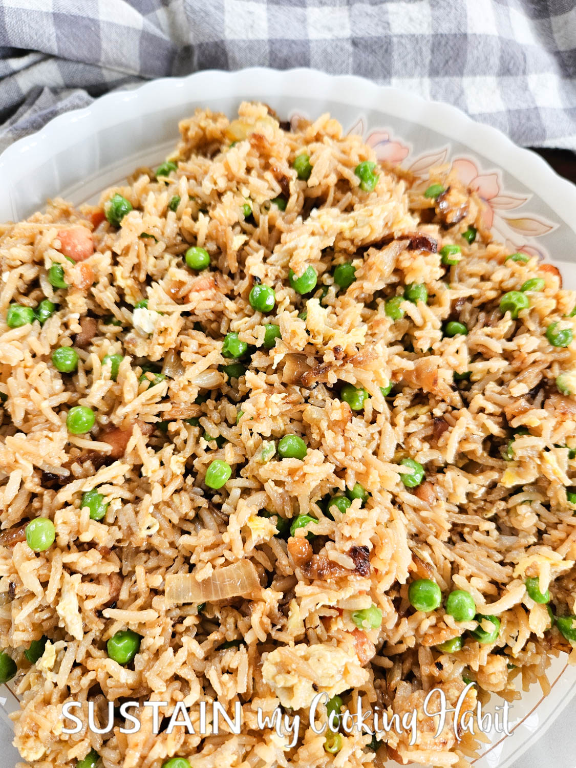 Close up of vegetable fried rice.