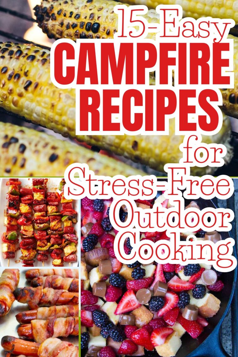 collage of easy campfire recipes with text overlay