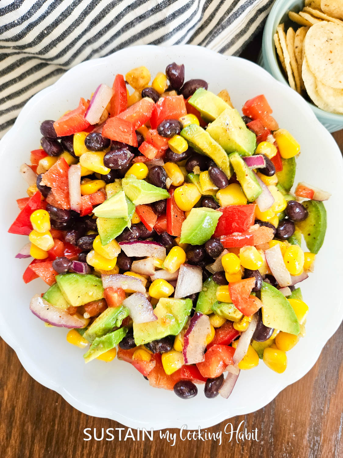 Black bean, corn and mixed vegetables salad.