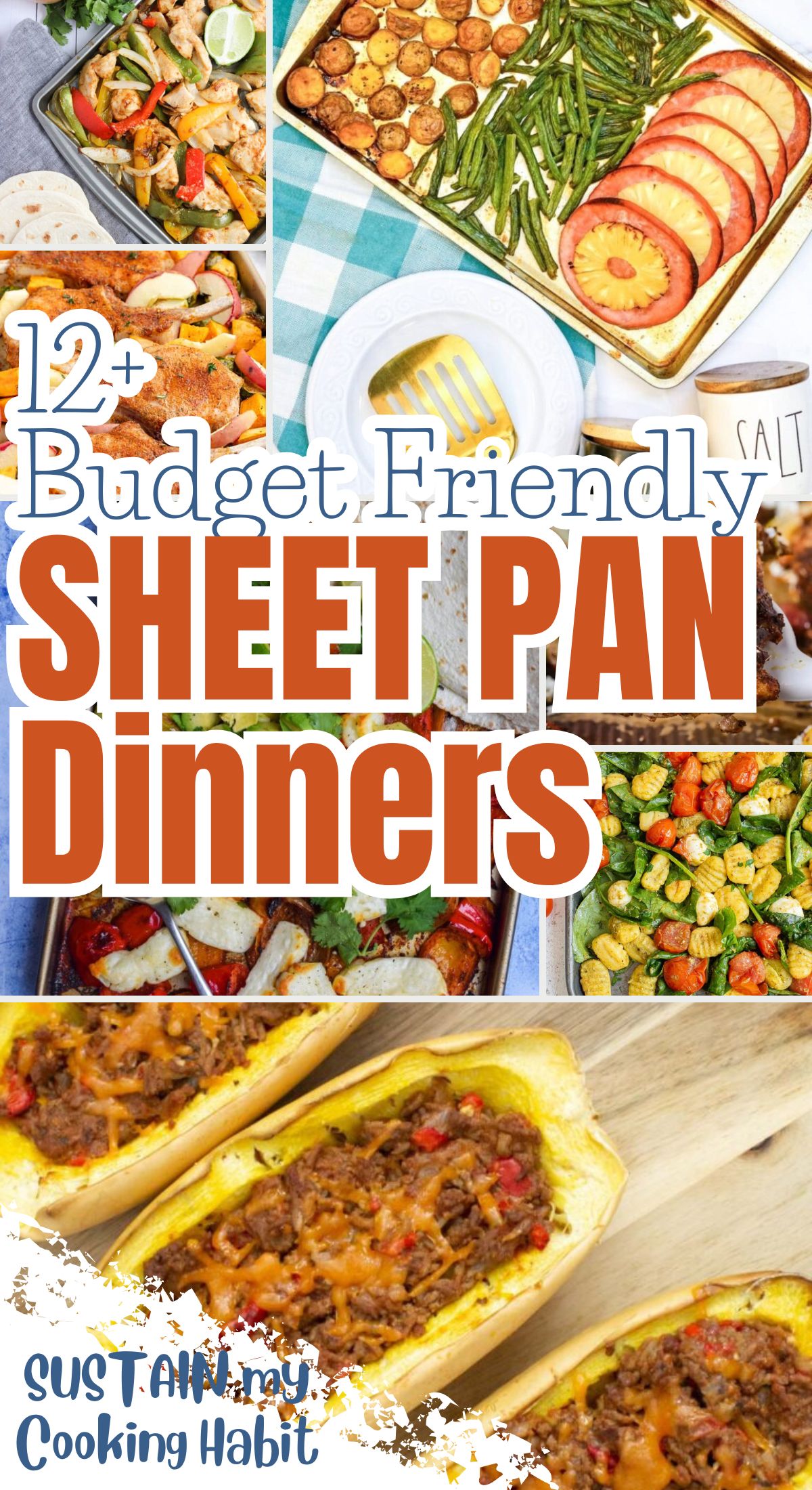 collage of delicious sheet pan dinner ideas with text overlay