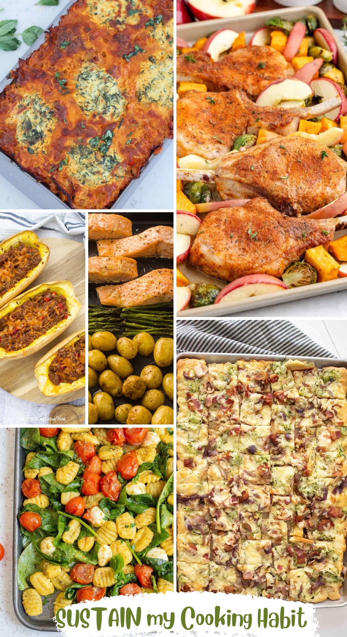 collage of delicious sheet pan dinner ideas 