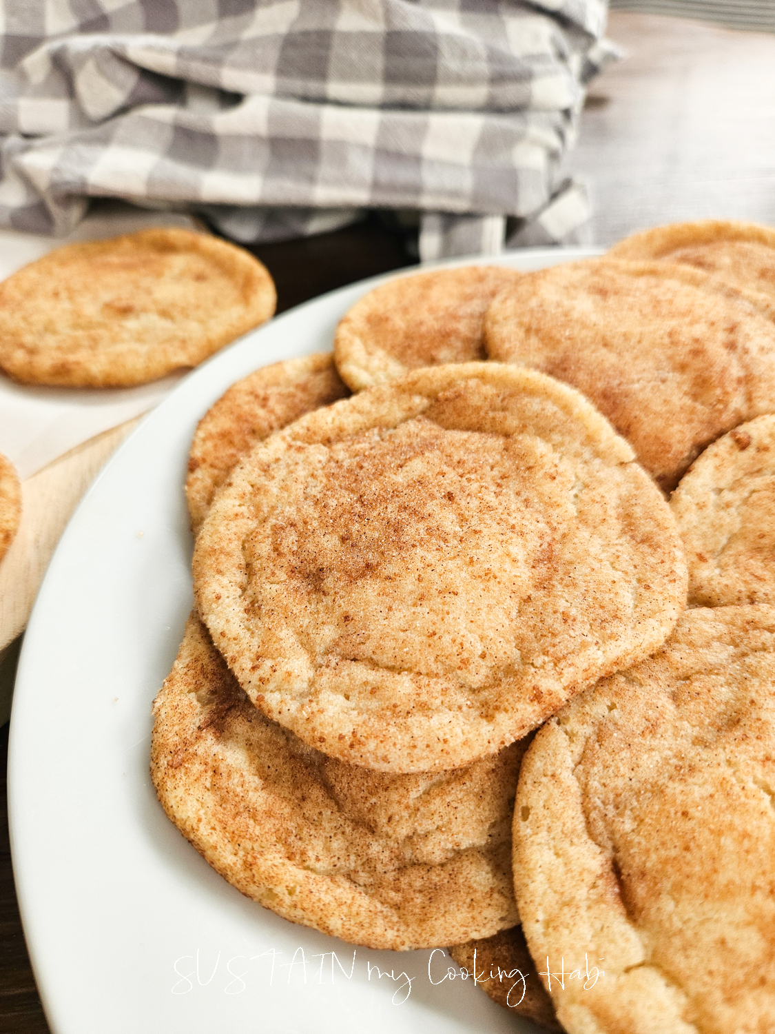 Snickerdoodle cookies on a plate.